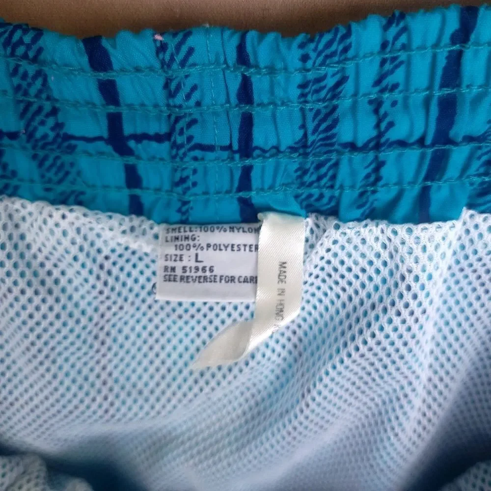 Vintage MTO Sport Swim Trunks Shorts Blue Turquoise Size Lg